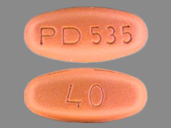 Pill PD 535 40 Brown Oval is Accupril