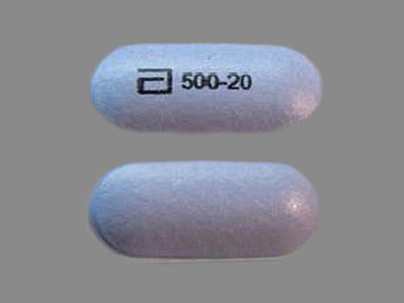 Pill a 500-20 Blue Capsule-shape is Simcor