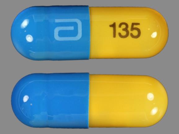 Pill a 135 Blue & Yellow Capsule/Oblong is Trilipix