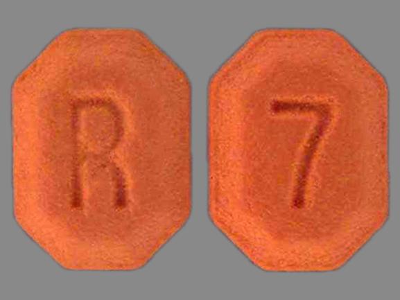 Pill 7 R Orange Eight-sided is Lozol