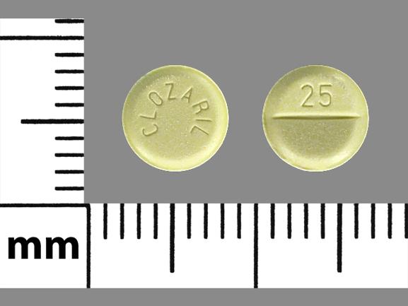 Pill CLOZARIL 25 Yellow Round is Clozaril