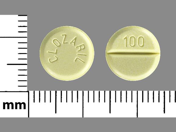 Pill CLOZARIL 100 Yellow Round is Clozaril