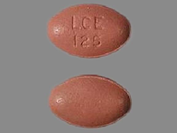 Pill Imprint LCE 125 (Stalevo 125 31.25 mg / 200 mg / 125 mg)