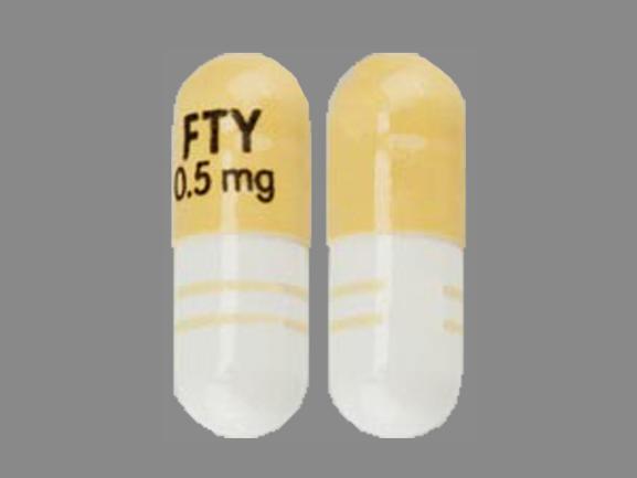 Pill FTY 0.5 mg White & Yellow Capsule/Oblong is Gilenya