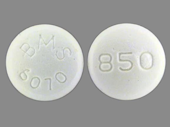 Pill BMS 6070 850 White Round is Glucophage