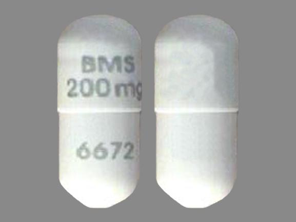 Pill BMS 200 mg 6672 on Videx EC 200 MG