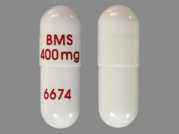 Pill BMS 400MG 6674 White Capsule-shape is Videx EC