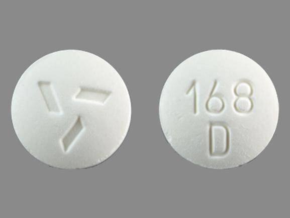 Pill 168 D -logo on Nilandron 150 mg