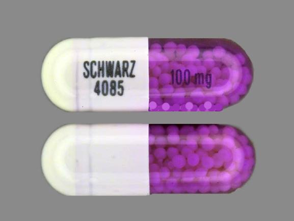 Pill 100 mg SCHWARZ  4085 White Capsule/Oblong is Verelan PM