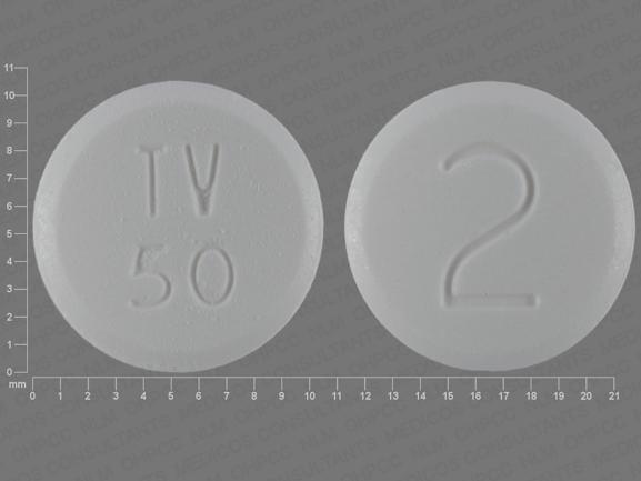 Pill TV 50 2 White Round is Acetaminophen and Codeine Phosphate
