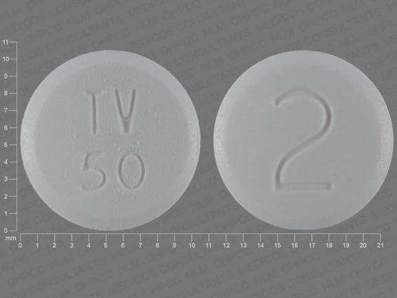 Pill TV 50 2 White Round is Acetaminophen and Codeine Phosphate