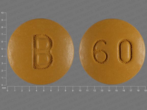 Pill 60 B Yellow Round is Nifedipine ER.