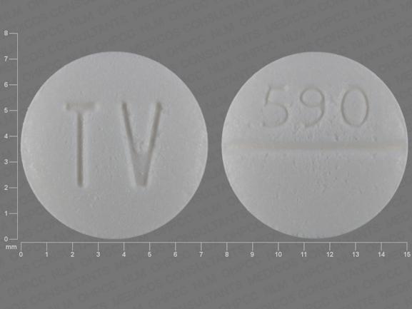 Pill TV 590 White Round is Doxazosin Mesylate