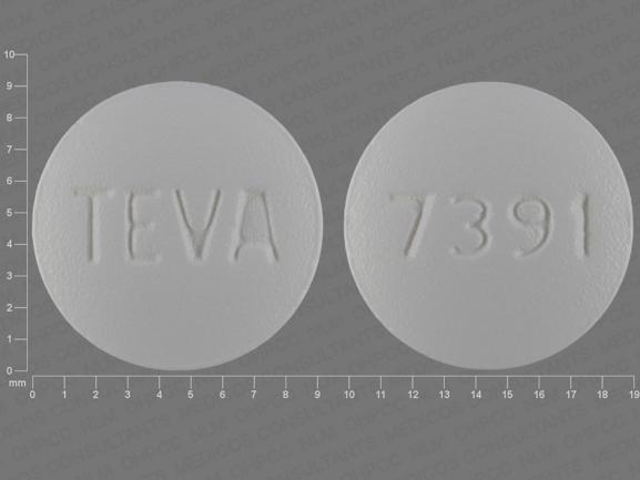 Pill TEVA 7391 White Round is Risedronate Sodium