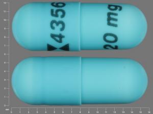 Pill Logo 4356 20 mg Blue Capsule/Oblong is Fluoxetine Hydrochloride