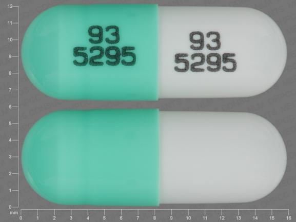 Pill 93 5295 93 5295 Green & White Capsule/Oblong is Methylphenidate Hydrochloride Extended-Release (CD)