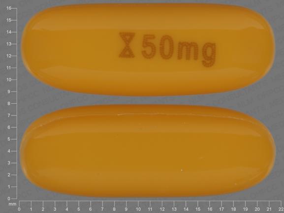 Pill Logo 50 mg Gold Capsule-shape is Cyclosporine