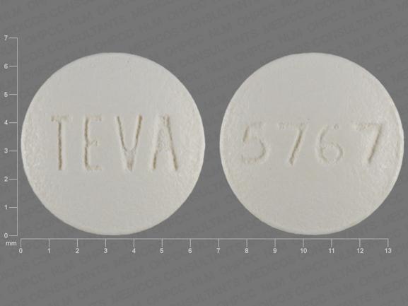 Pill Imprint TEVA 5767 (Olanzapine 2.5 mg)