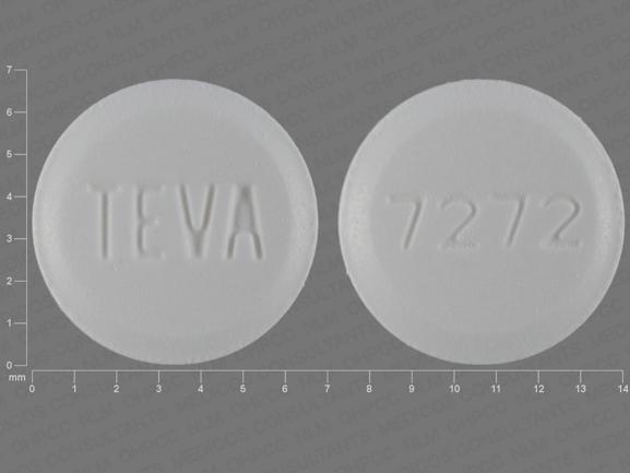 Pill TEVA 7272 White Round is Pioglitazone Hydrochloride