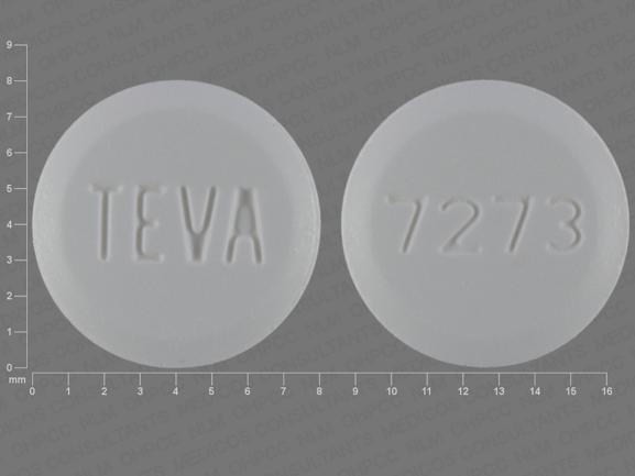 Pill TEVA 7273 White Round is Pioglitazone Hydrochloride