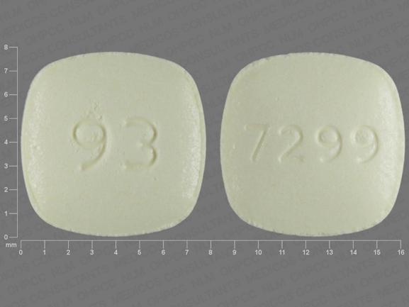 Pill 93 7299 Yellow Four-sided is Meloxicam