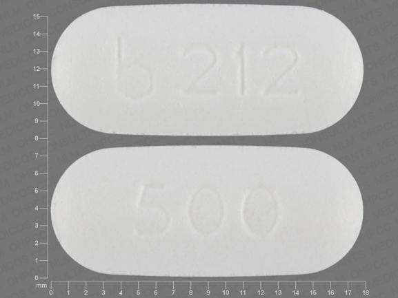 Pill b 212 500 White Capsule/Oblong is Niacin Extended-Release