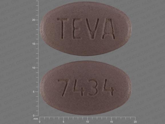 Pill TEVA 7434 Brown Oval is Valsartan