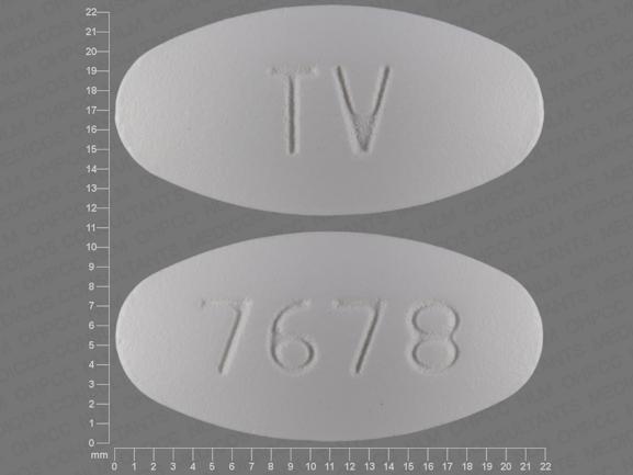 Pill TV 7678 White Elliptical/Oval is Metformin Hydrochloride and Pioglitazone Hydrochloride