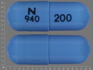 Pill N 940 200 Blue Capsule/Oblong is Acyclovir