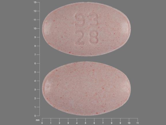 Pill 93 28 Pink Oval is Enalapril Maleate