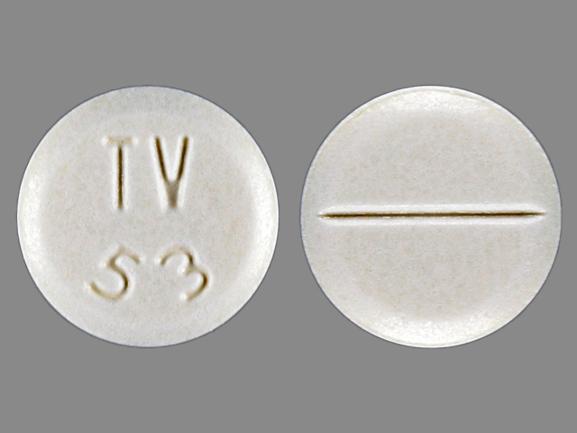 Pill TV 53 White Round is Buspirone Hydrochloride