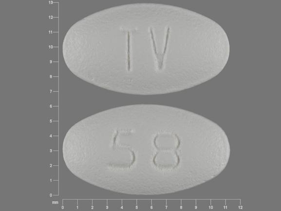 Pill TV 58 White Elliptical/Oval is Tramadol Hydrochloride