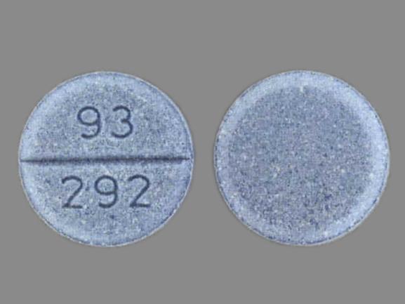 93 292 Pill Blue Round 9mm - Pill Identifier
