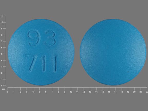 Pill 93 711 Blue Round is Flurbiprofen