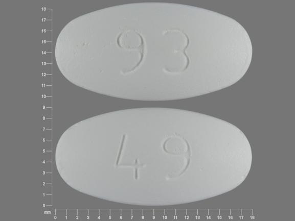 Pill 93 49 White Elliptical/Oval is Metformin Hydrochloride