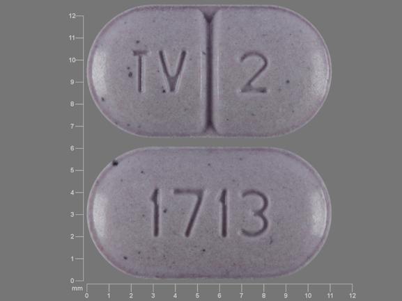 Pill TV 2 1713 Purple Capsule-shape is Warfarin Sodium
