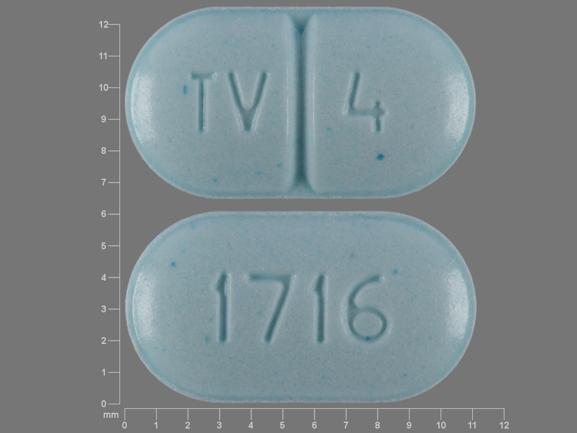 Pill TV 4 1716 Blue Capsule/Oblong is Warfarin Sodium