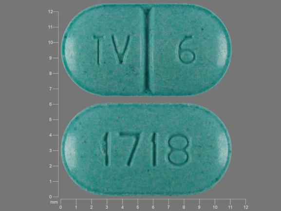 Pill TV 6 1718 Green Capsule-shape is Warfarin Sodium
