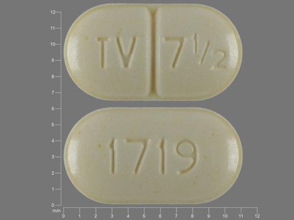 Pill TV 7 1/2 1719 Yellow Capsule/Oblong is Warfarin Sodium