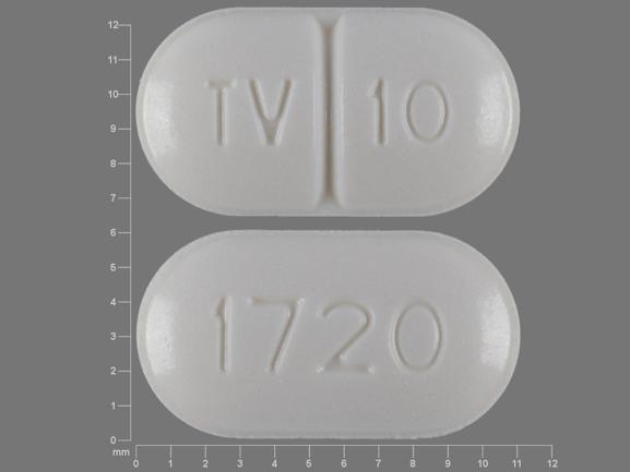 Pill TV 10 1720 White Capsule/Oblong is Warfarin Sodium