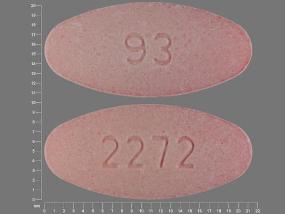 Pill 2272 93 Pink Oval is Amoxicillin and Clavulanate