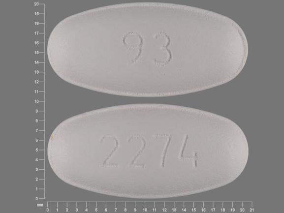 Pill 93 2274 White Elliptical/Oval is Amoxicillin and Clavulanate Potassium