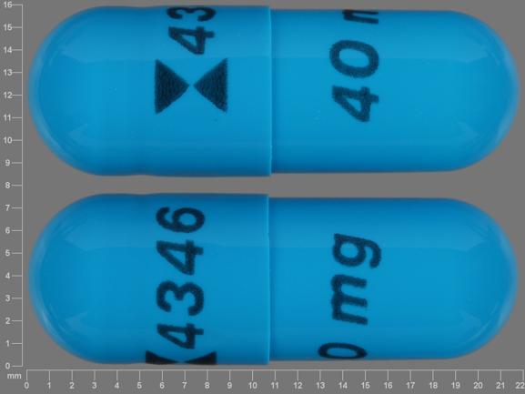 Pill Logo 4346 40 mg Blue Capsule/Oblong is Fluoxetine Hydrochloride