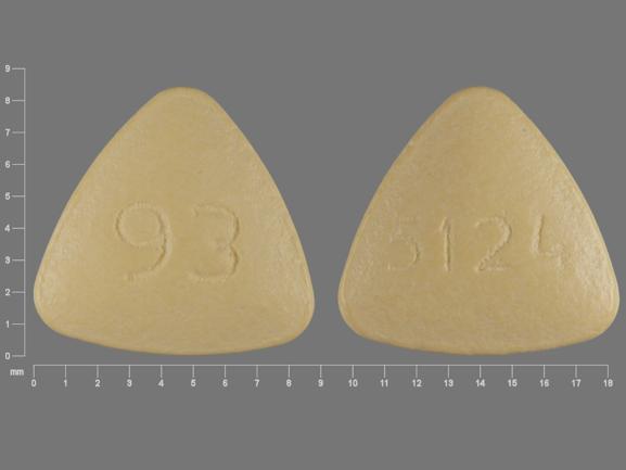 Pill 93 5124 Yellow Three-sided is Benazepril Hydrochloride