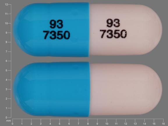 Pill 93 7350 93 7350 Blue & Pink Capsule-shape is Lansoprazole Delayed Release