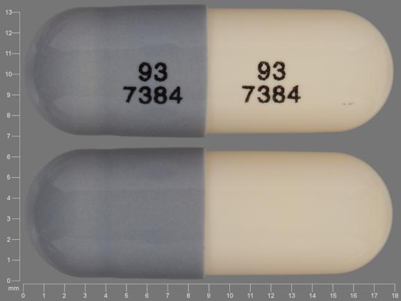 93 7384 93 7384 Pill Images (Gray & White / Capsule-shape)