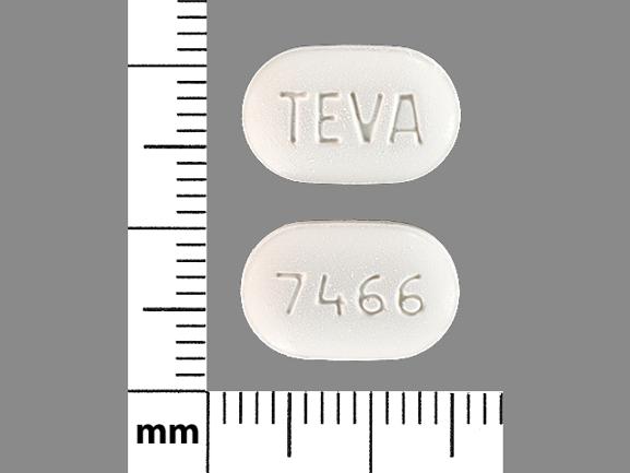 Pill TEVA 7466 White Capsule/Oblong is Irbesartan