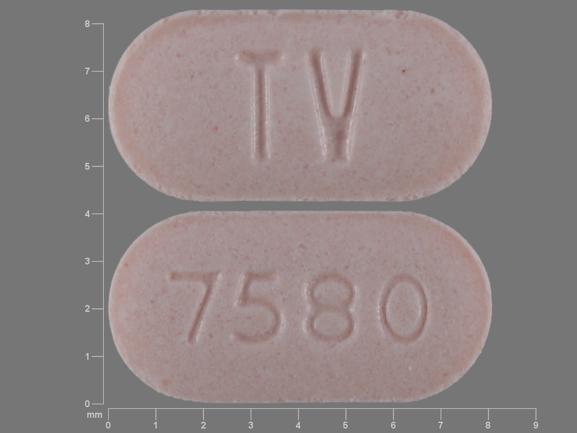 Pill TV 7580 Pink Capsule/Oblong is Aripiprazole