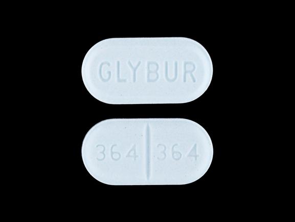 Pill 364 364 GLYBUR Blue Elliptical/Oval is Glyburide