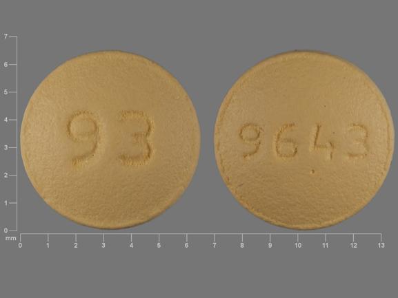 Pill 93 9643 Yellow Round is Prochlorperazine Maleate